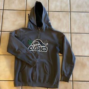 Vintage Adio Skateboards Full Zip Hoodie Gray